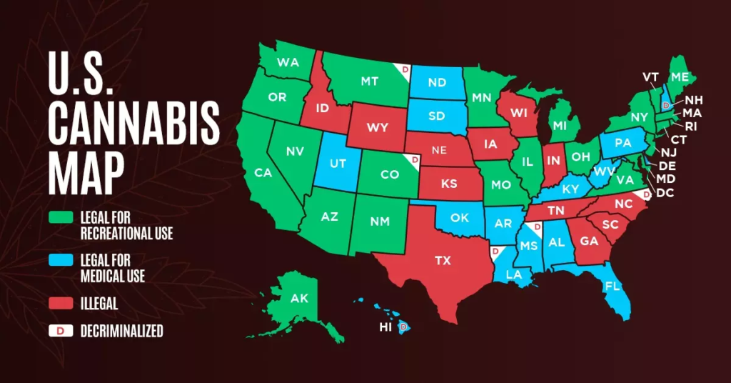 Interactive map of US marijuana legalization